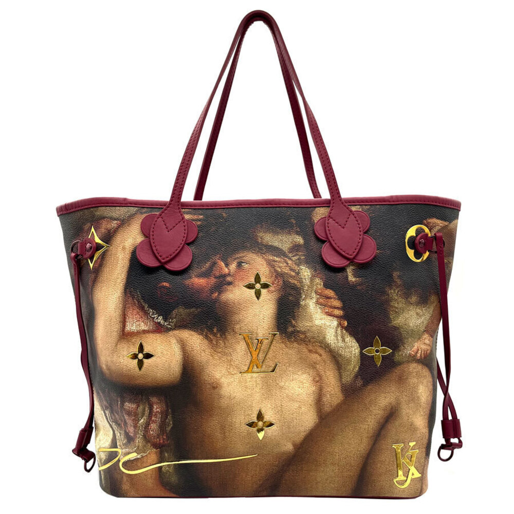 Louis Vuitton Masters Neverfull Leather Tote Bag Bordeaux Purple